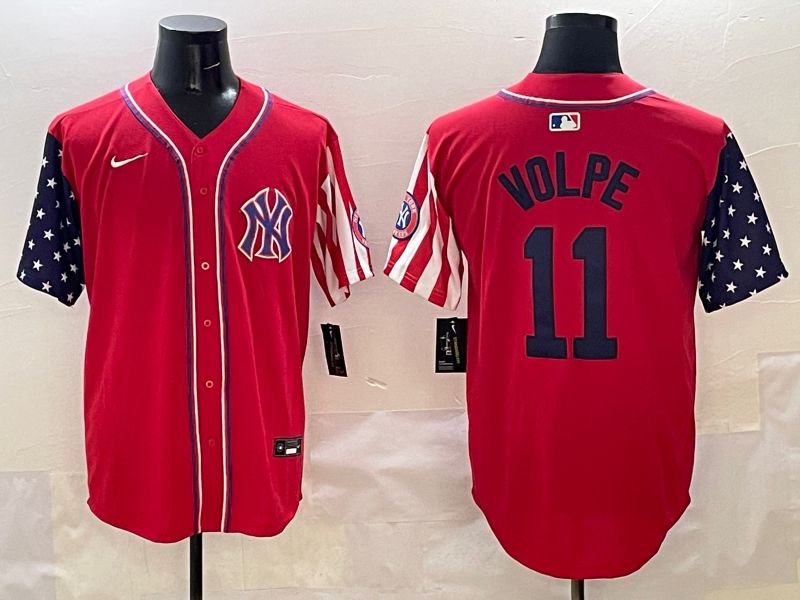Men New York Yankees 11 Volpe Red a generation of national flags Jointly Name 2025 Nike MLB Jersey style 1